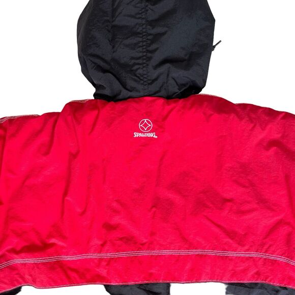 Vtg Spalding Ski Jacket Men's Medium Red White Black Colorblock Winter Hood Coat - Picture 7 of 16